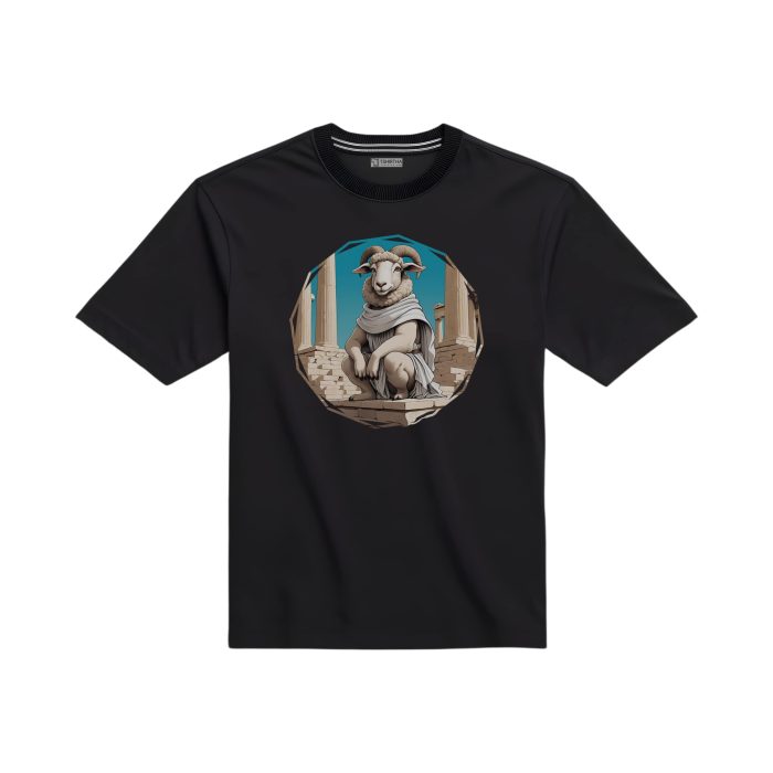 تیشرت با طرح گوسفند رومی در حال لبخند