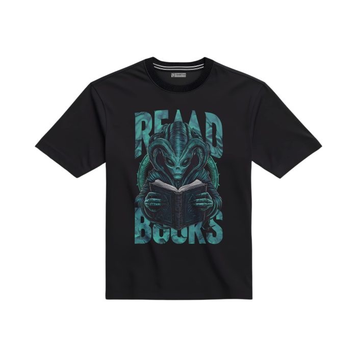 تیشرت با طرح آدم فضایی کتاب خوان