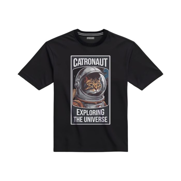تیشرت با طرح گربه فضانورد