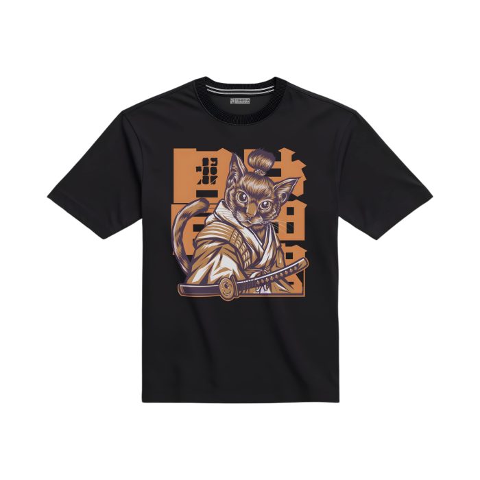 تیشرت با طرح گربه سامورایی