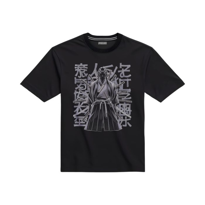 تیشرت با طرح سامورایی و شمشیرها