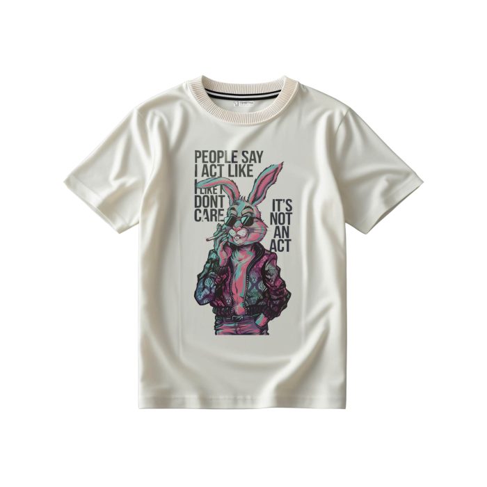 تیشرت سفید شیری با طرح خرگوش تیشرت سفید شیری با طرح خرگوش
