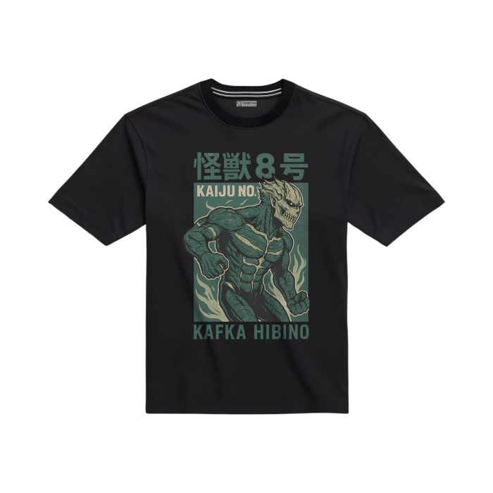تیشرت مشکی با طرح انیمه کافکا هیبینو از «کایجو نو ۸» تیشرت مشکی با طرح انیمه کافکا هیبینو از «کایجو نو ۸»