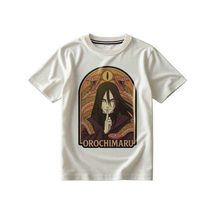 تیشرت سفید شیری با طرح انیمه ناروتو اوروچیمارو