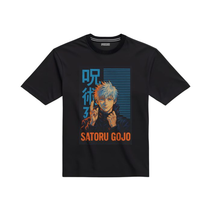 تیشرت مشکی با طرح انیمه جوجوتسو کایسن ساتورو گوجو